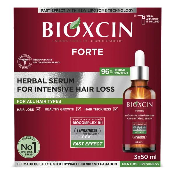 Сироватка рослинна Bioxcin (Bioxsine) ДермаДжен Forte проти випадіння волосся 50 мл №3