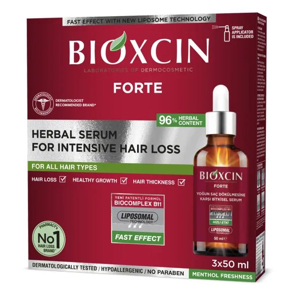 Сироватка рослинна Bioxcin (Bioxsine) ДермаДжен Forte проти випадіння волосся 50 мл №3