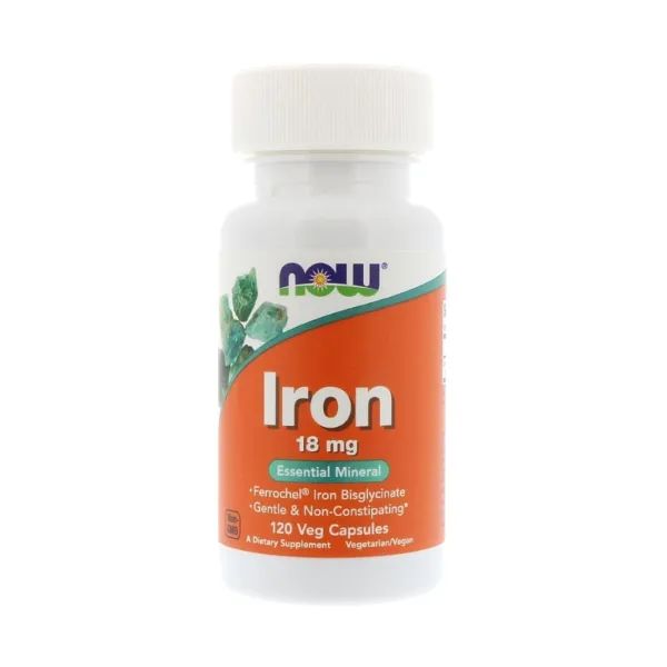 %Залізо NOW Iron 18 мг капсули №120
