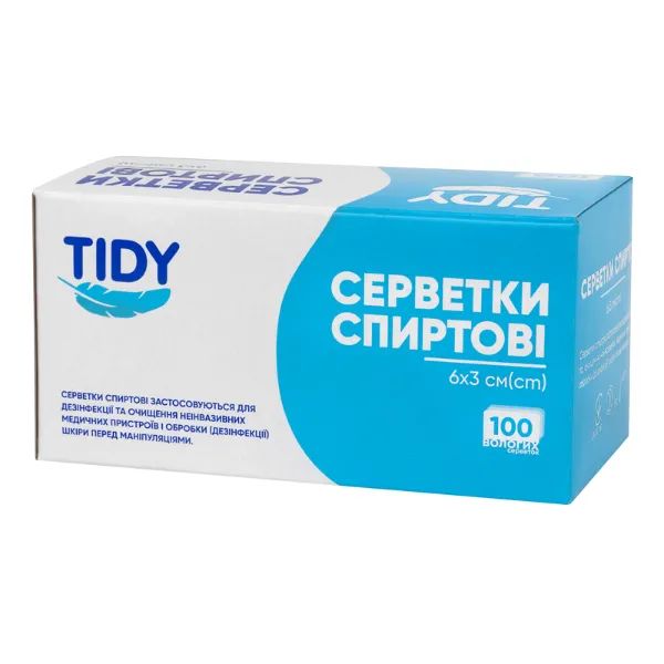 САЛФЕТКА СПИРТ. 30Х60ММ №100 TIDY СТМ  3967  3950 КАЛИНА ТОВ МПК*
