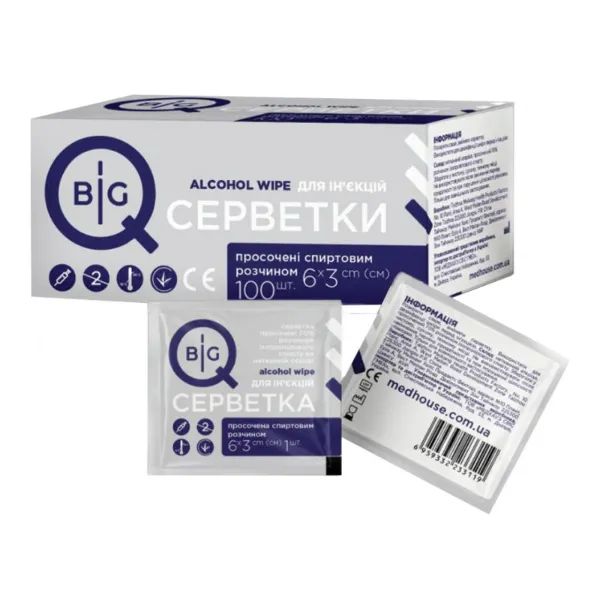 %Серветка спиртова BIG-Q 30х60 мм №100