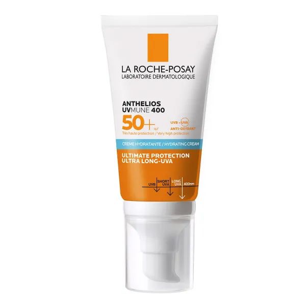 %Солнцезащитный увлажняющий крем La Roche-Posay Антелиос UVmune 400 SPF50+ для лица и кожи вокруг глаз 50 мл