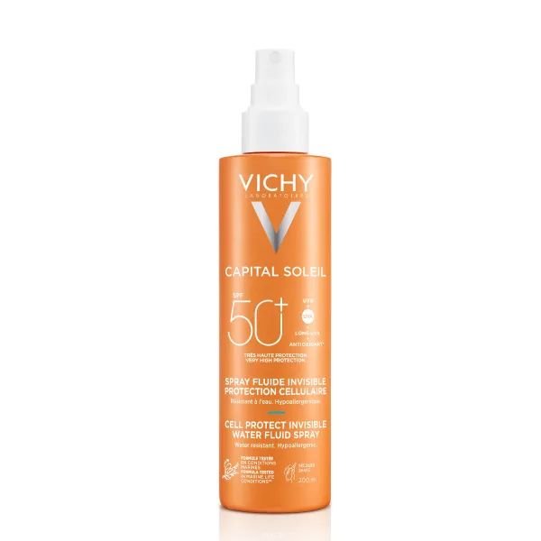 %Солнцезащитный водостойкий спрей-флюид Vichy Капиталь Солей SPF 50+ для тела 200 мл