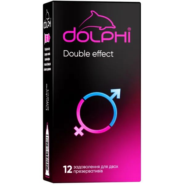 %Презервативи Dolphi Double Effect з точками і ребрами №12