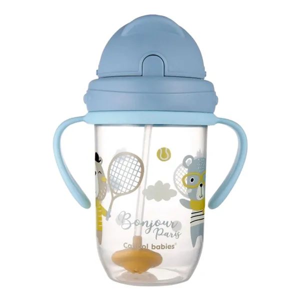 %Кружка-непроливайка Canpol babies Bonjour Paris з трубочкою та обтяжувачем блакитна 270 мл