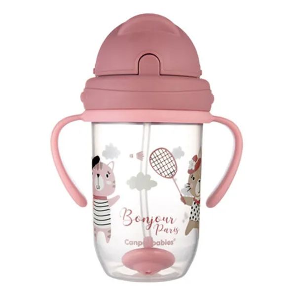 %Кружка-непроливайка Canpol babies Bonjour Paris с трубочкой и утяжелителем красная 270 мл
