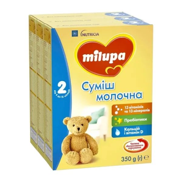%Молочная смесь Milupa 2 6-12 мес 350 г упаковка 3 штуки