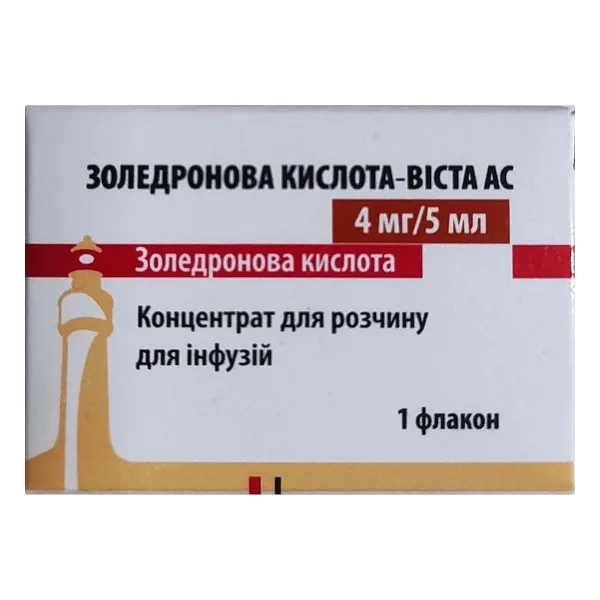 %Золедроновая кислота-Виста АС концентрат для раствора для инфузий 4 мг/5 мг во флаконе №1