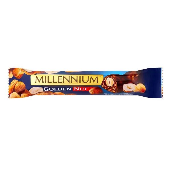 %Шоколад молочный Millennium Golden Nut с начинкой и цельными лесными орехами 40 г