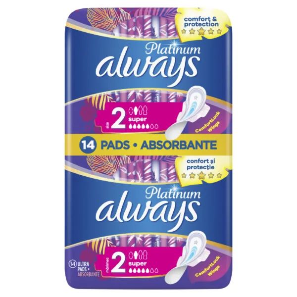 %Прокладки для критических дней Always Ultra Platinum Collection Super размер 2 №14