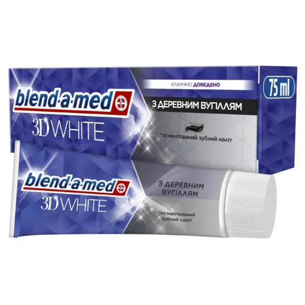 %Зубная паста Blend-a-med 3D White Отбеливание и глубокая чистка с древесным углем 75 мл