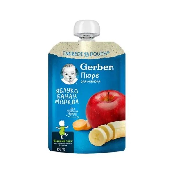 %Пюре Gerber яблуко банан морква з 6-ти місяців 150 г