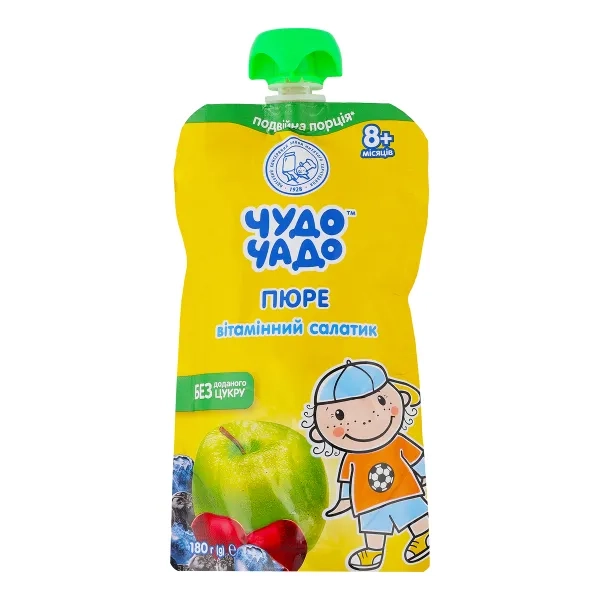 Пюре фруктове Чудо-Чадо вітамінний салатик із вітаміном C з 8-ми місяців 180 г