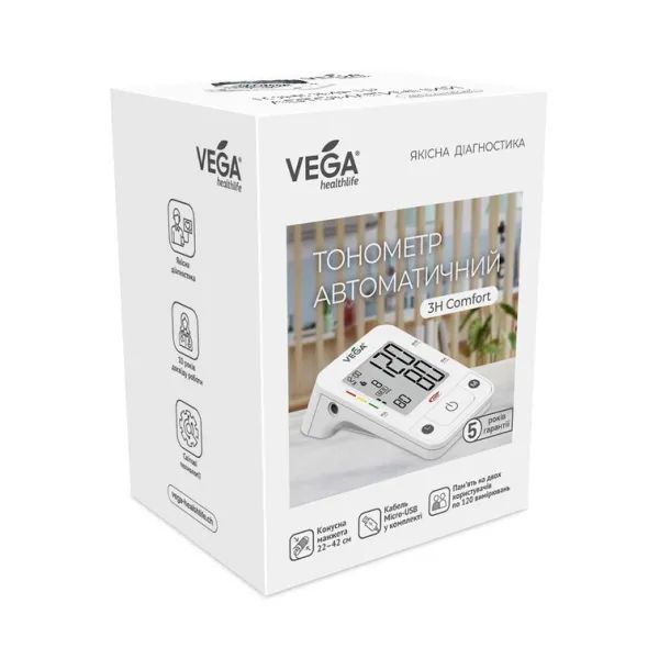 %Тонометр автоматичний VEGA 3H Comfort BPCB0A-3H