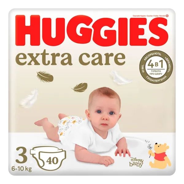 %Підгузки Huggies Extra Care розмір 3 (6-10 кг) № 40