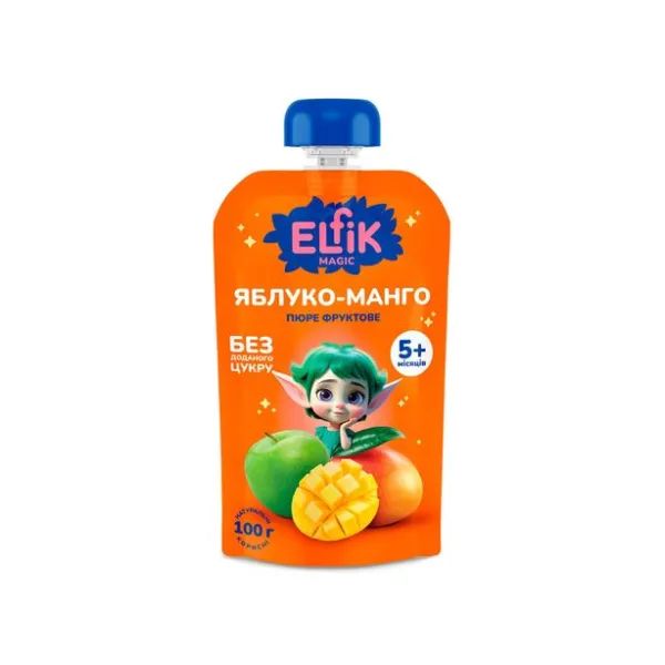 %Пюре Эльфик Elfik Magic яблоко и манго без сахара дой-пак 100 г