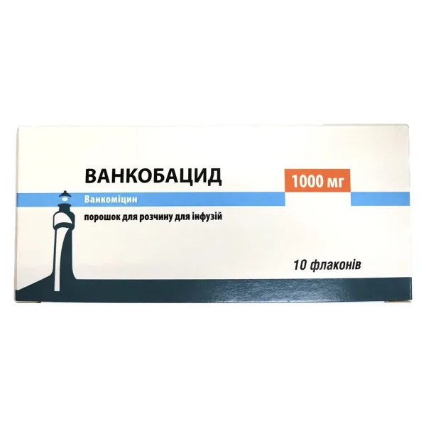 Ванкобацид порошок для розчину для інфузій 1000 мг флакон №10