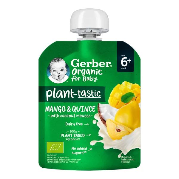 Пюре фруктовое Gerber Organic Манго, айва и кокосовый мусс с 6-ти месяцев пауч упаковка 80 г