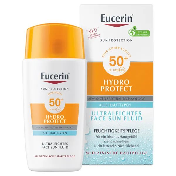 %Сонцезахисний ультралегкий флюїд Eucerin Hydro Protect SPF 50+ для зволоження обличчя 50 мл