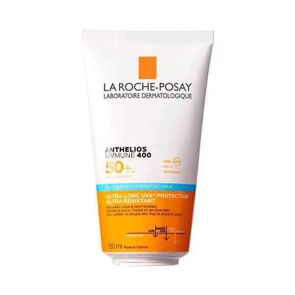 %Солнцезащитное водостойкое увлажняющее молочко La Roche-Posay Антелиос UVA 400 SPF50+ для лица и тела детей и взрослых 150 мл