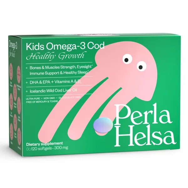 %Кідс Омега-3 з тріски Perla Helsa Перла Хелса KIDS з вітамінами А і D3 капсули №120