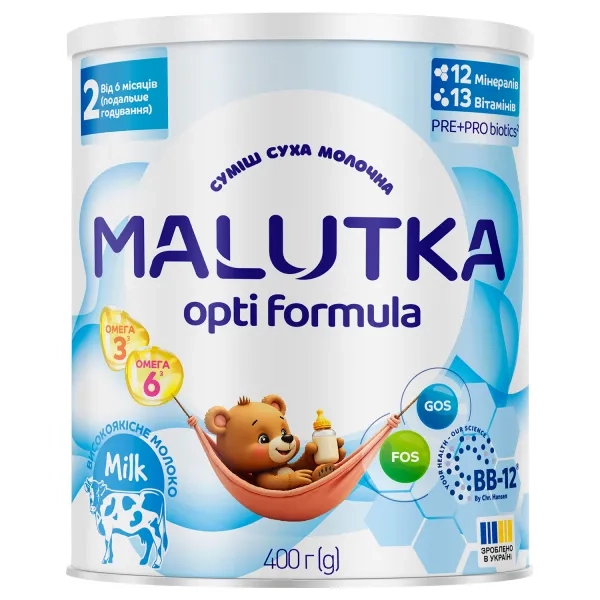 Суха молочна суміш Малютка Опті Формула 2 для дітей від 6 місяців 400 г