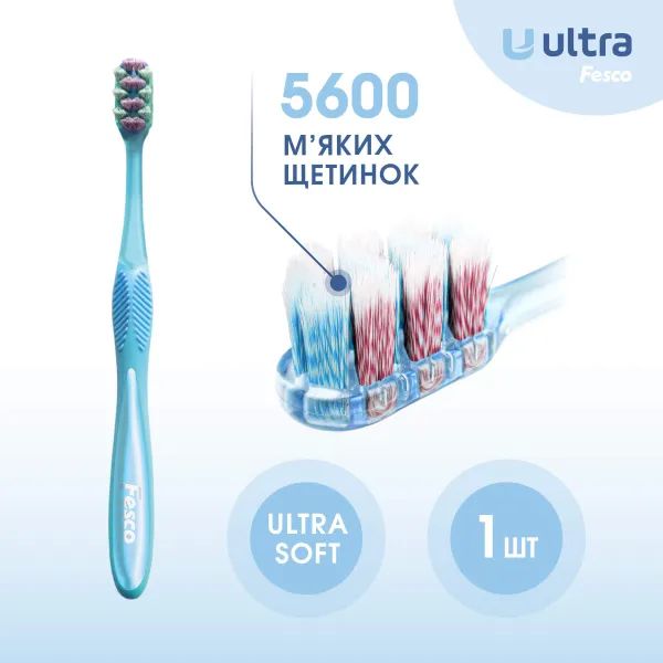 Зубна щітка Феско Fesco Ultra Multibrush Soft м'яка блакитна №1