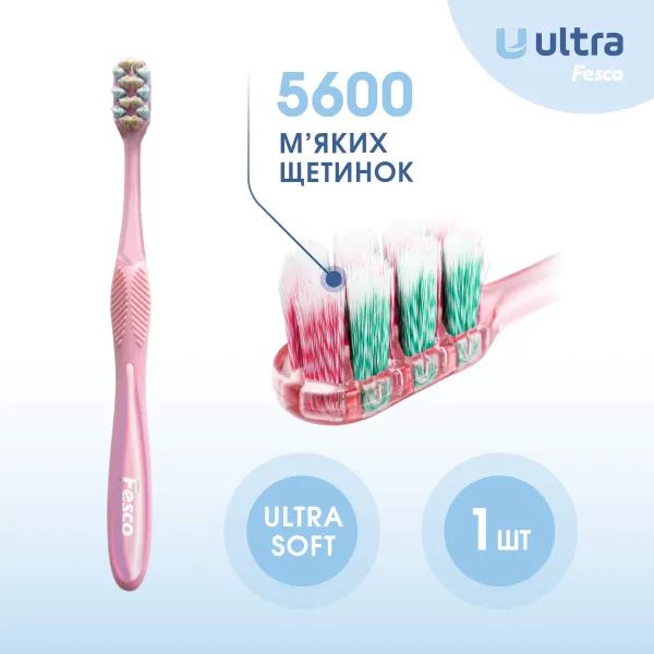 Зубна щітка Феско Fesco Ultra Multibrush Soft м'яка рожева №1