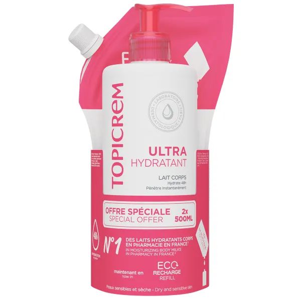 Набор Топикрем Topicrem Ультра-увлажняющая эмульсия для тела 500 мл + сменный блок 500 мл
