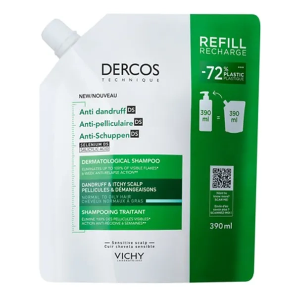 %VICHY 2830 ДЕРКОС ШАМП. П/ПЕРХОТИ УСИЛЕН. ДЕЙСТВ. Д/НОРМ. И ЖИРН.ВОЛОС 390 МЛ ДОЙ-ПАК