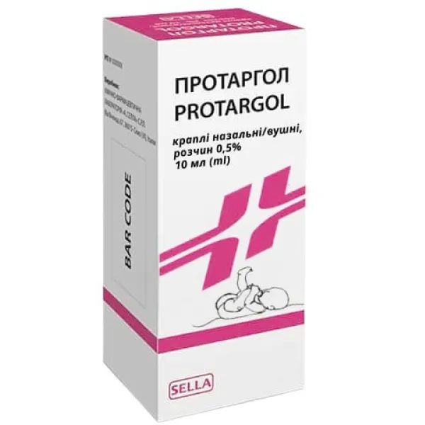 Протаргол краплі вушні/назальні 0,5 % флакон з кришкою-піпеткою 10 мл
