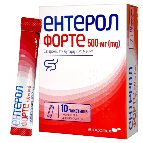 %Ентерол Форте порошок для оральної суспензії 500 мг пакетик №10