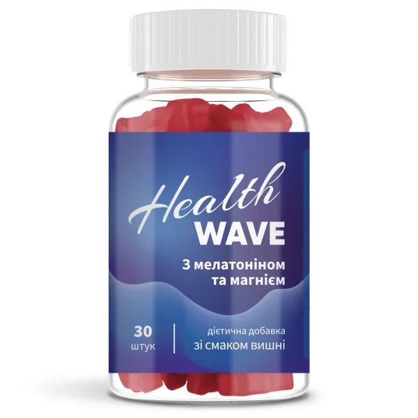 ХелсВейв HealthWave с мелатонином и магнием со вкусом вишни пастилки жевательные №30
