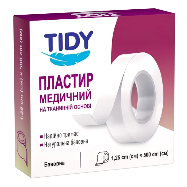%Медицинский пластырь TIDY на тканевой основе 1,25 см х 500 см №1