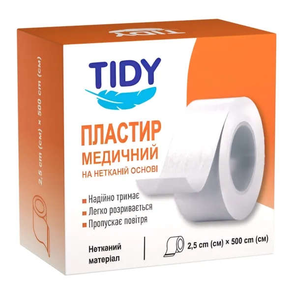 %Медицинский пластырь TIDY на нетканой основе 2,5 см х 500 см №1