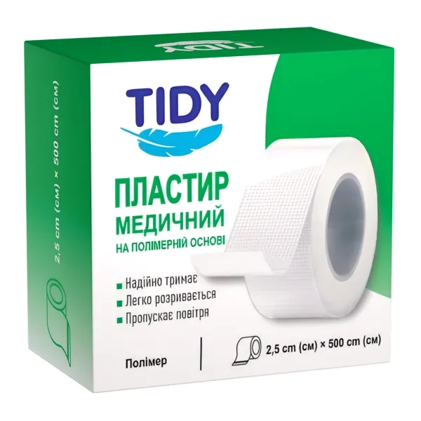 %Медицинский пластырь TIDY на полимерной основе 2,5 см х 500 см №1