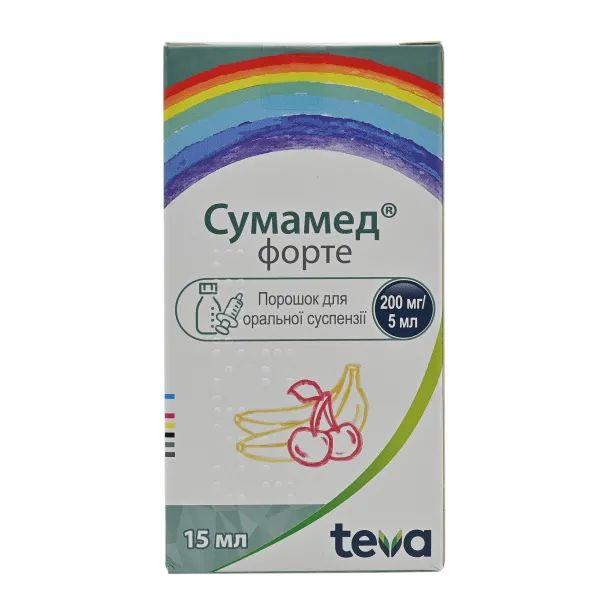 %Сумамед форте порошок для оральної суспензії 200мг/5мл 15 мл