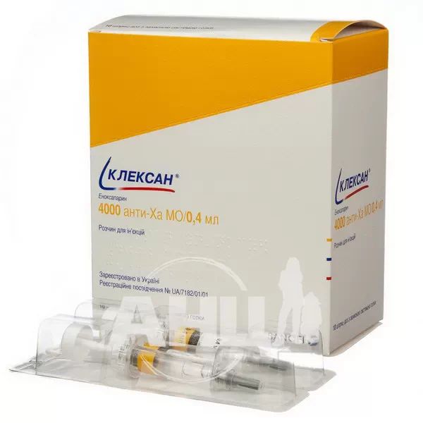 Клексан розчин для ін'єкцій 4000 анти-Ха мо/0,4мл шприц-доза №10