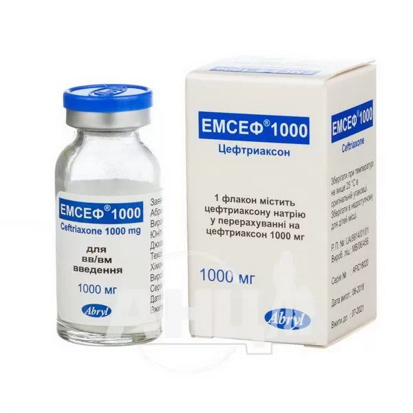 Емсеф порошок для розчину для ін'єкцій 1000 мг флакон №1