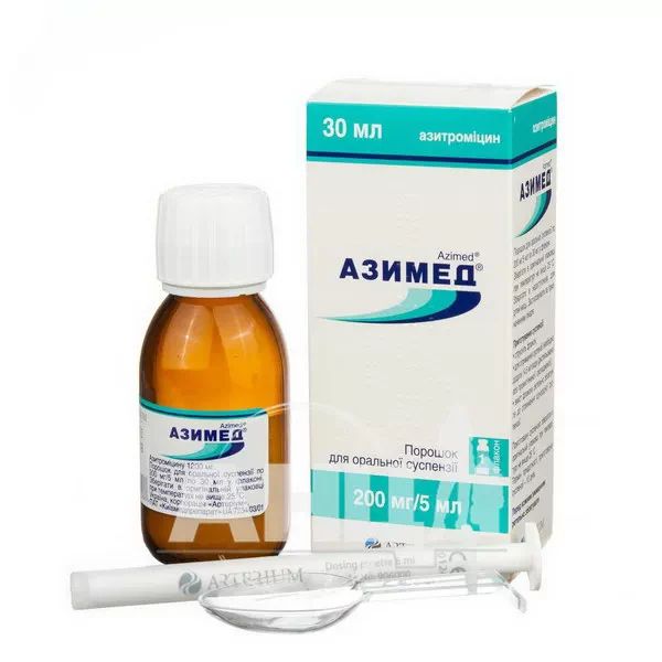 Азимед порошок для оральної суспензії 200 мг/5 мл флакон 30 мл