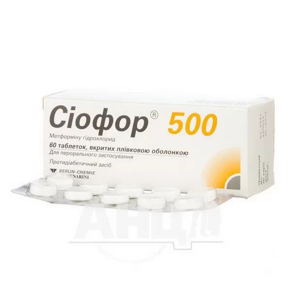 Сиофор 500 таблетки покрытые оболочкой 500 мг №60