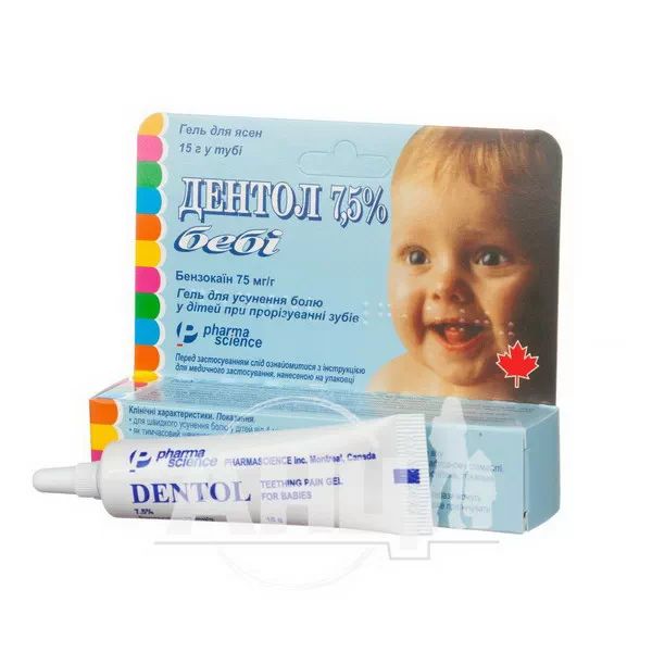 Дентол 7,5% гель для десен 75 мг/г туба 15 г