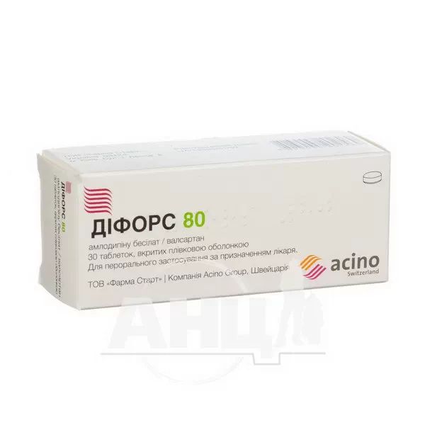 Діфорс 80 таблетки вкриті плівковою оболонкою 5 мг + 80 мг блістер №30
