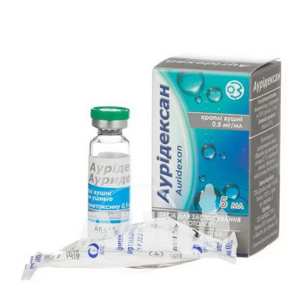 Аурідексан краплі вушні 0,5 мг/мл флакон 5 мл