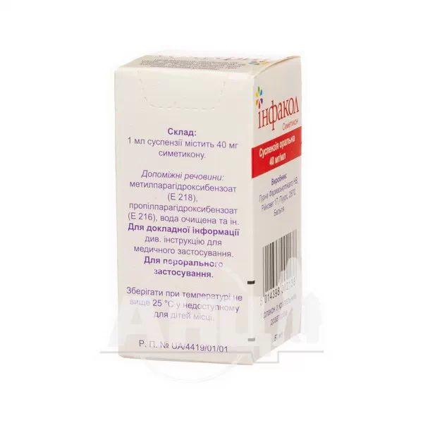 Інфакол суспензія оральна 40 мг/мл флакон 50 мл