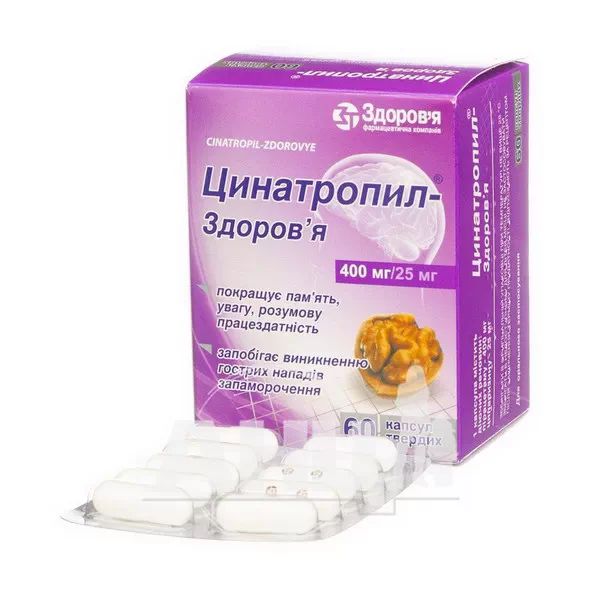 Цинатропил-Здоровье капсулы 400 мг/ 25 мг блистер №60