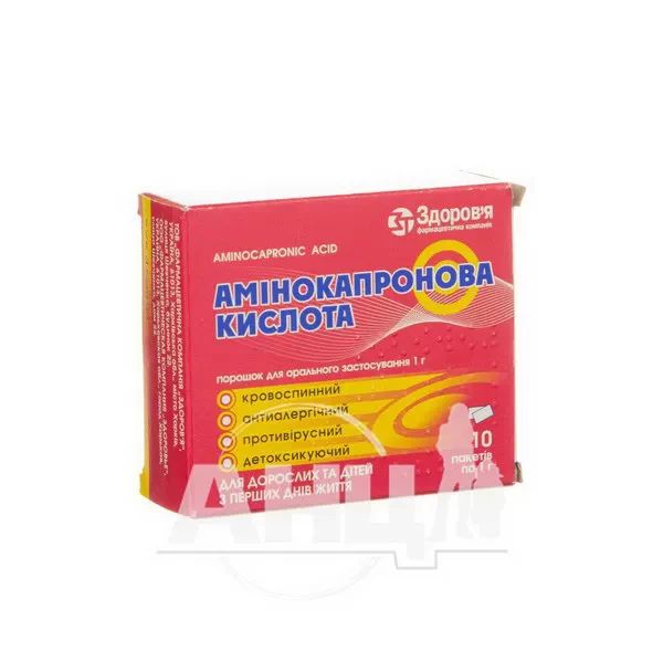 %Амінокапронова кислота порошок для перорального застосування 1 г пакет №10