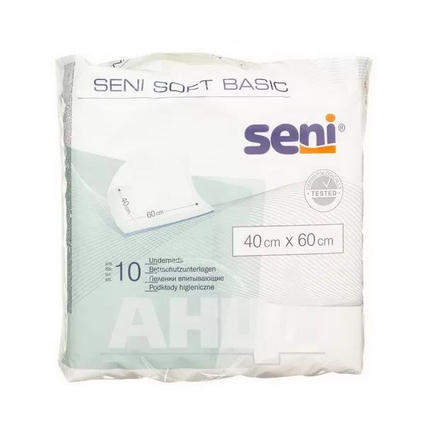 %Пеленки гигиенические Seni soft basic 40 см х 60 см №10