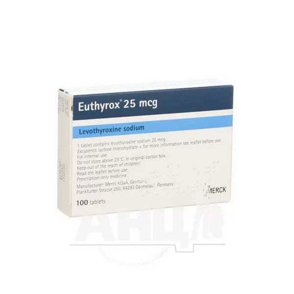 %Еутирокс таблетки 25 мкг блістер №100