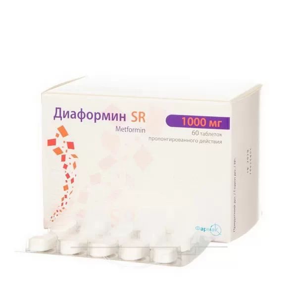 Діаформін SR таблетки пролонгованої дії 1000 мг блістер №60